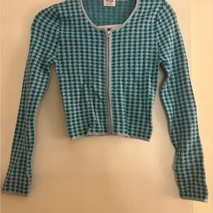 Cotton On Teal and White Houndstooth Jacket